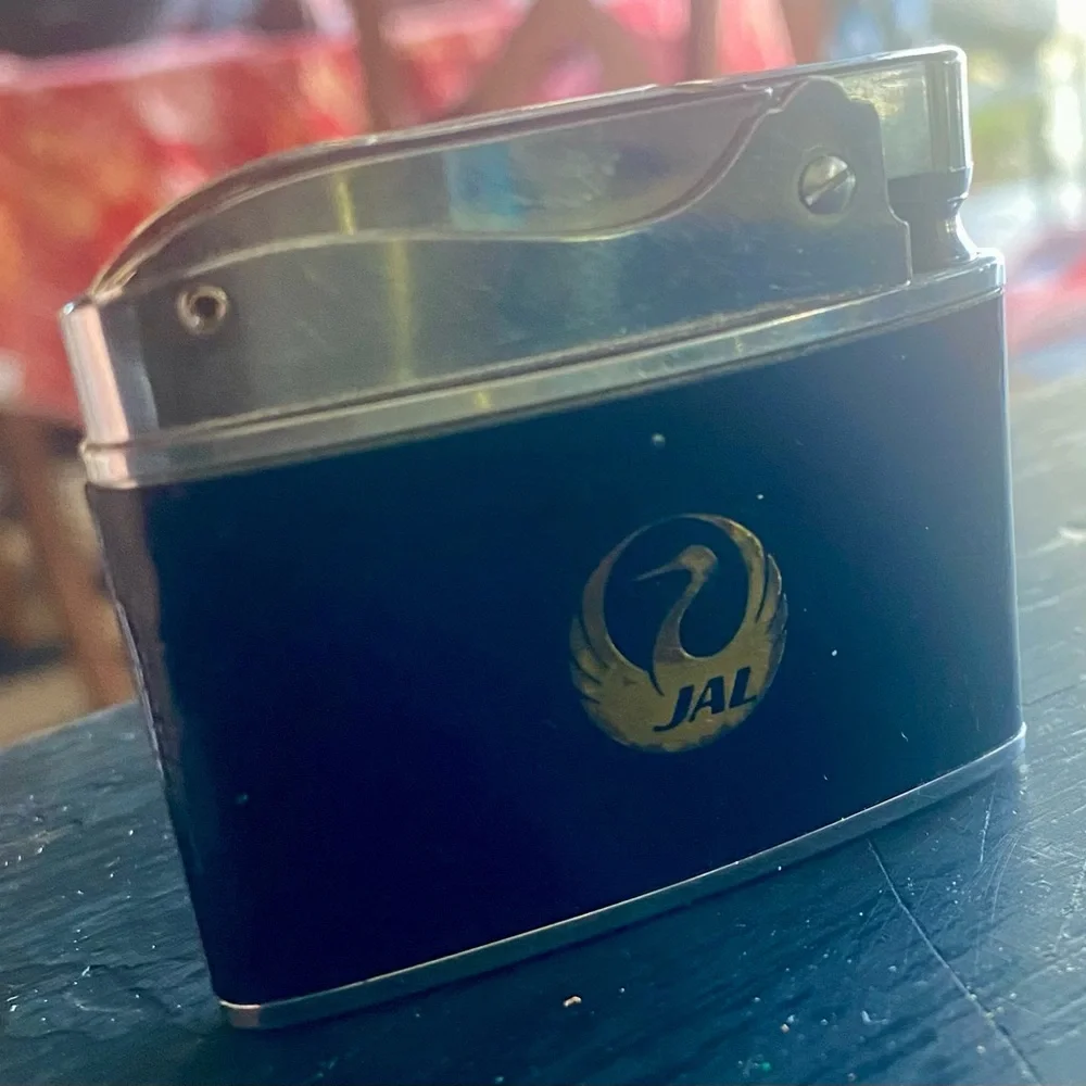 Vintage JAL Chrome and Black Lighter